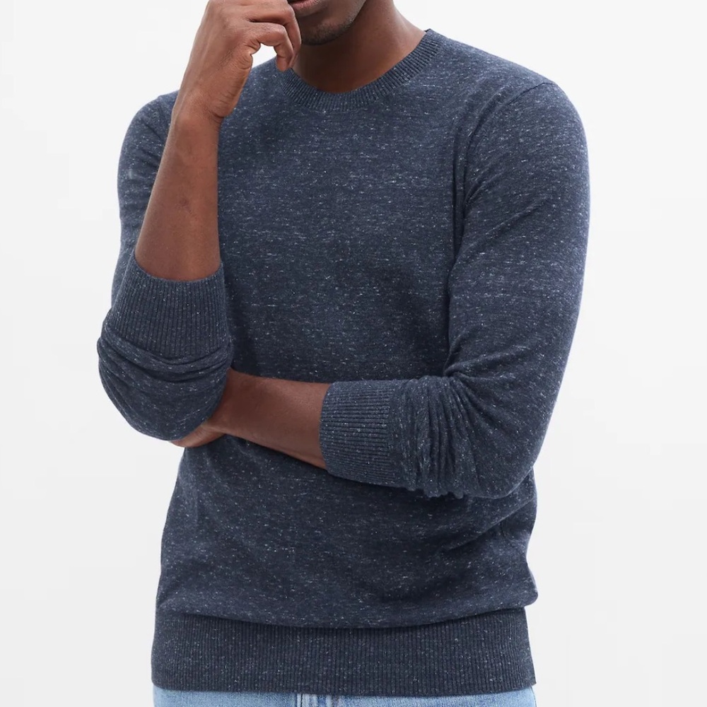 GAP Factory Sweater Tapestry Navy Mens Crewneck Knit Long Sleeve Sz XXL EUC